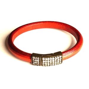 Men's Bracelet Brown Burnt Orange Leather w/Strong